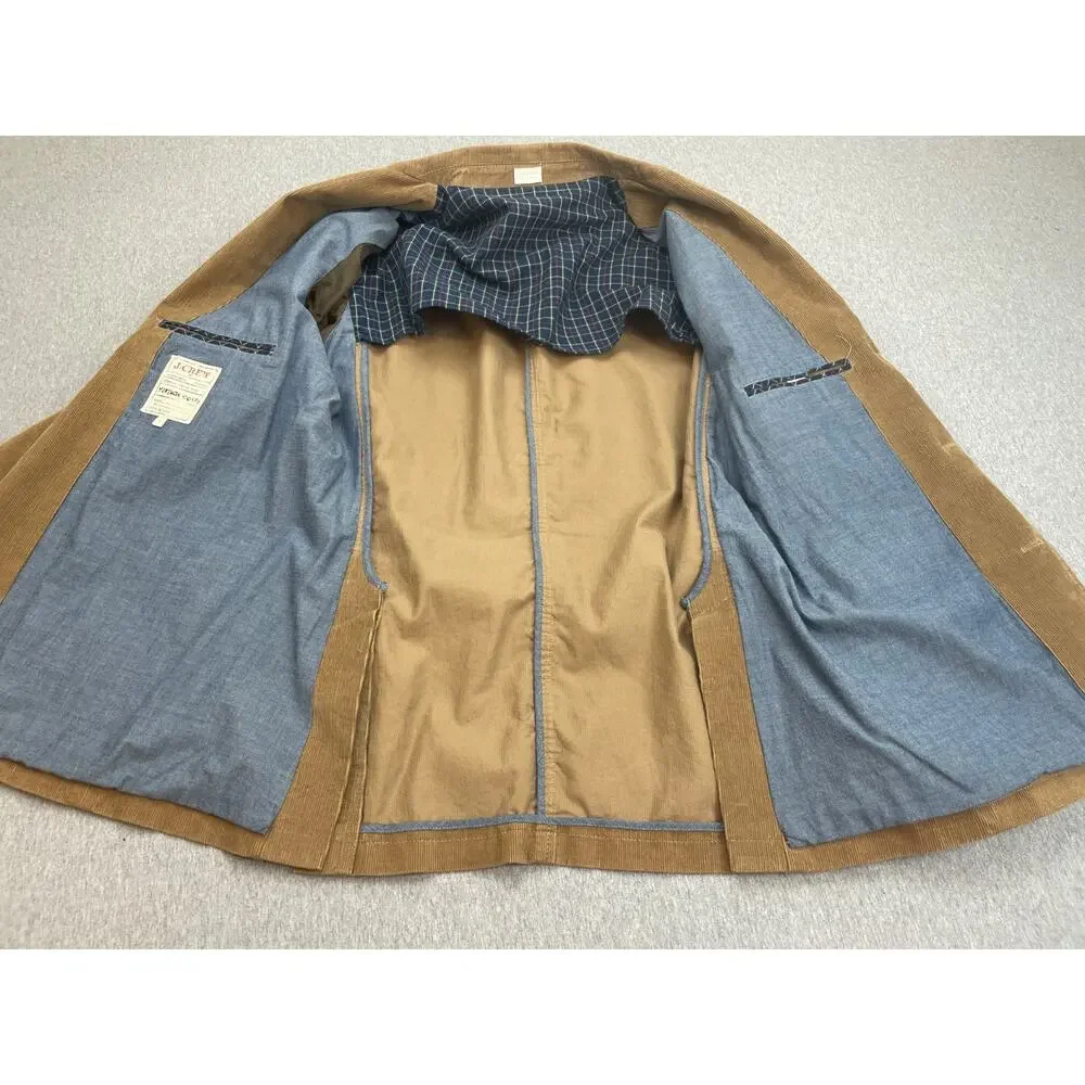 J Crew Blazer Mens‎ Large Brown 100% Cotton Corduroy 3-Button Single Breasted